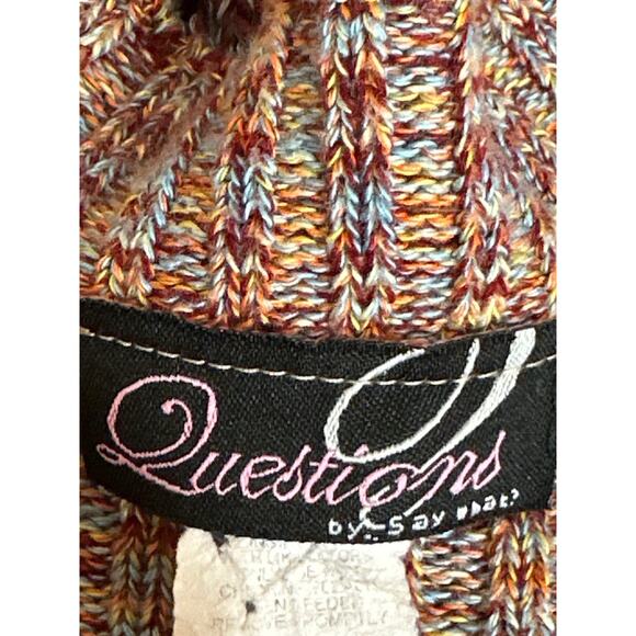 QUESTIONS Open Knit Tunic Top Multicolor M Cowl Sleeve Y2K Boho Hippie Festival - Picture 7 of 11